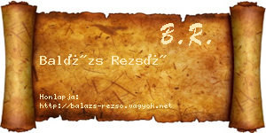 Balázs Rezső névjegykártya